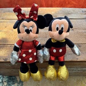 Disney TY Sparkle Mickey and Minnie Mouse Plush Toys